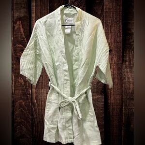 Sea Foam Green Waffle Knit Short Robe